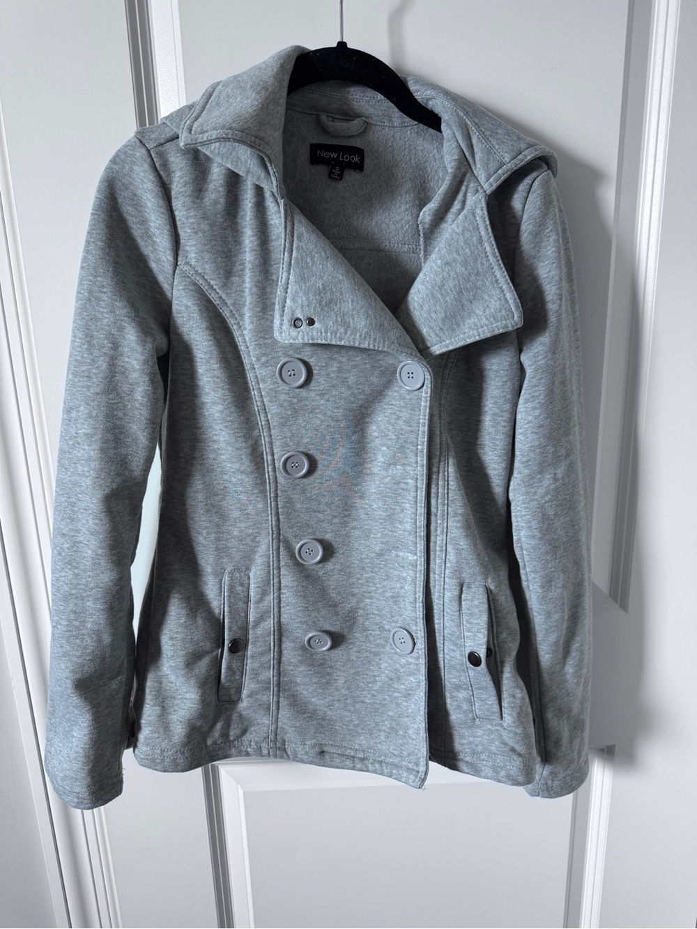 New Look Women's Light Gray Double-Breasted Jacket-Small